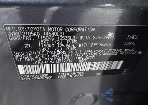 2018 Toyota Rav4 Se из США, поврежденный, VIN JTMJFREV4JJ717203